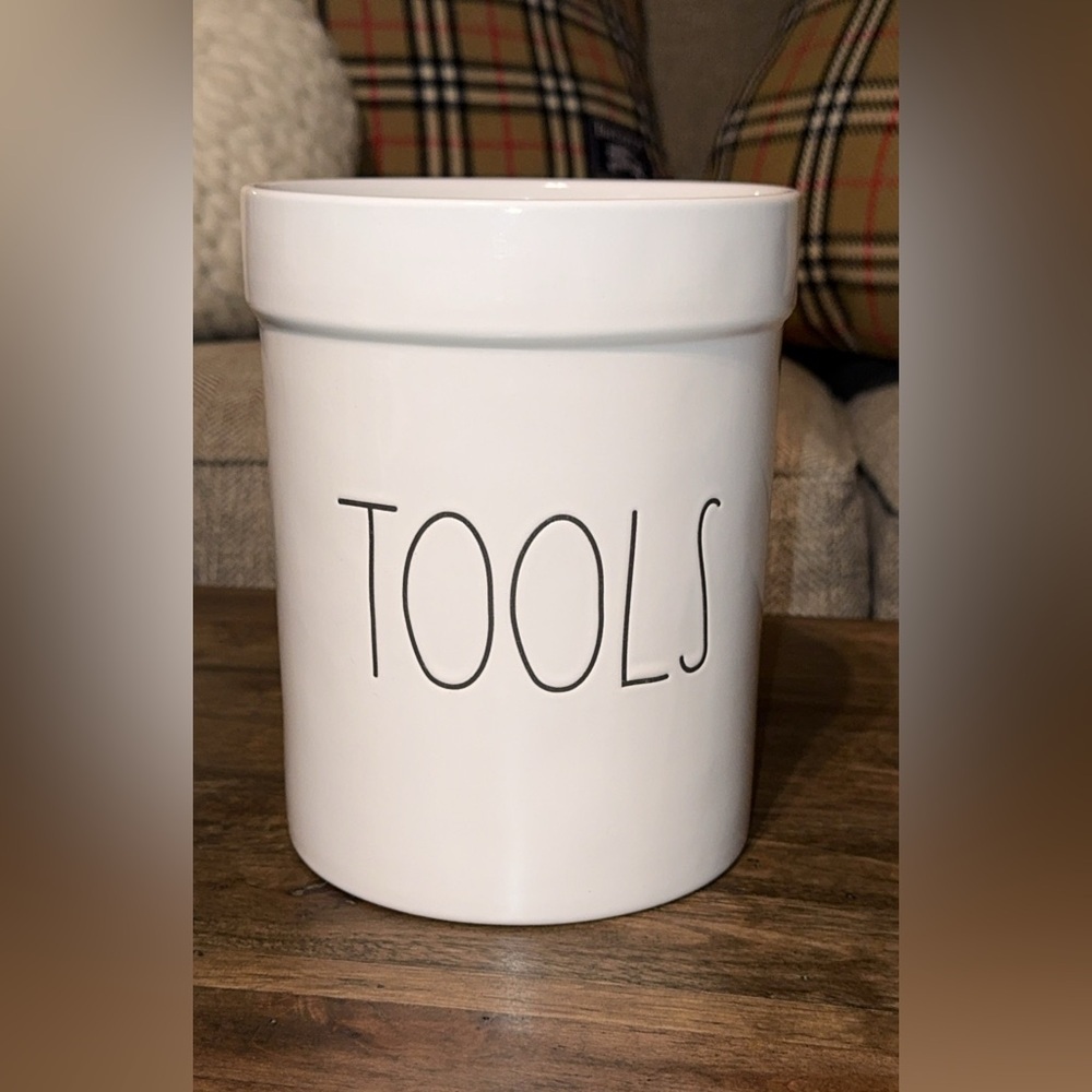 Rae Dunn Collection Magenta Kitchen Utensil Holder/Crock/Canister TOOLS (white)